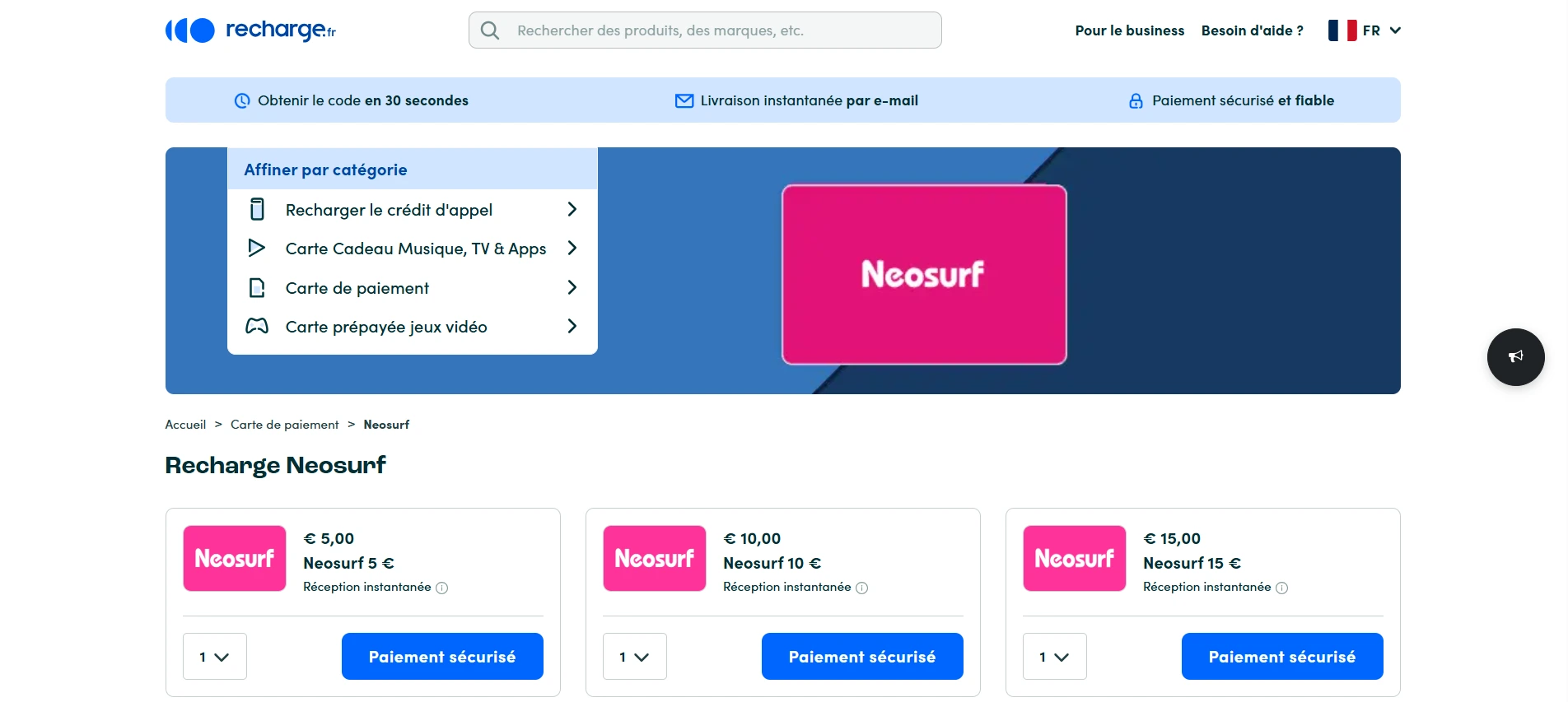 neosurf acheter